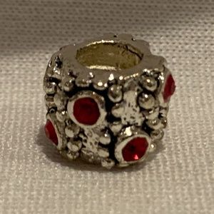 NWOT Silver Plated Bracelet Charm w Red Gems
